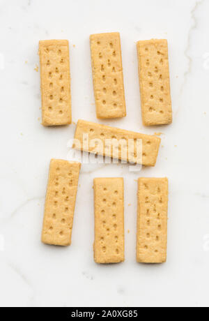Shortbread Fingers biscuits view from above Stock Photo