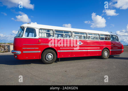 ST. PETERSBURG, RUSSIA - SEPTEMBER 14, 2019: Hungarian bus 'Ikarus 55.14 Lux' side view. The annual festival of retro transport 'Fortune-2019'. Kronst Stock Photo