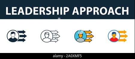 Leadership Approach icon set. Four simple symbols in diferent styles from risk management icons collection. Creative leadership approach icons filled Stock Vector