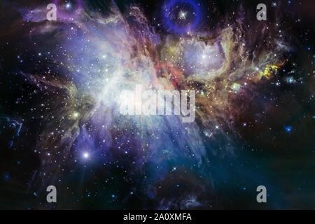 Nebula after supernova explosion. Outer space background. Interstellar cosmic concept Stock Photo