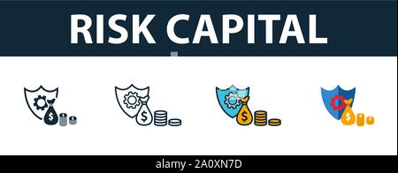 Risk Identification icon set. Four simple symbols in diferent styles ...