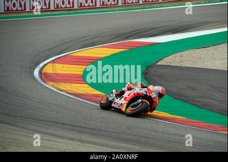 22nd September 2019; Ciudad del Motor de Aragon, Alcaniz, Spain; Aragon Motorcycle Grand Prix, Race Day; Marc Marquez of the Repsol Honda Team on track Stock Photo