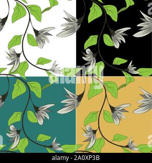 Colorful nature background. Vector bright background. Vector flower plants. Seamless pattern. Seamless fabric texture. Decorative floral pattern Stock Vector
