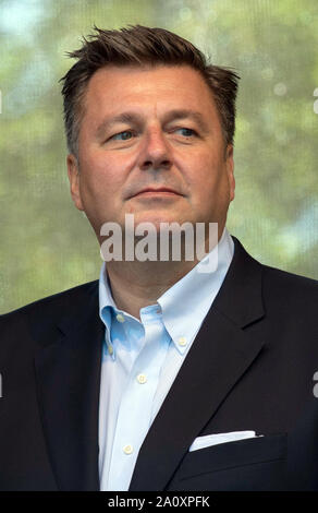 Berlin, Germany. 22nd Sep, 2019. Senator of the Interior Andreas Geisel (SPD) stands at the open day of the Berlin police. Credit: Paul Zinken/dpa/Alamy Live News Stock Photo