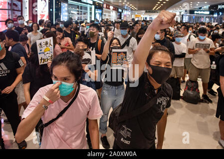 Anti-Chinese government demonstrators hold a banner of the 