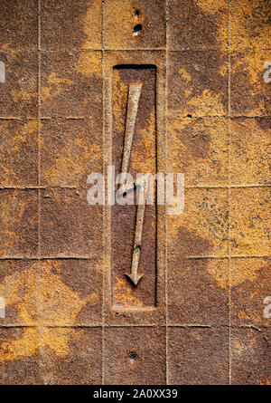 High voltage sign on grunge rusty metal surface Stock Photo