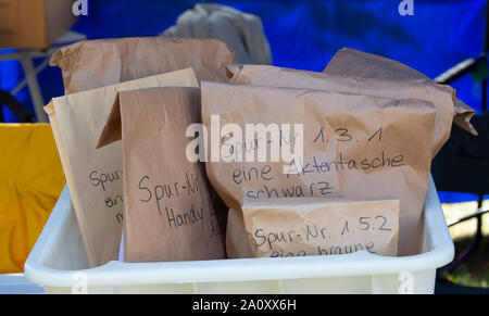 Berlin, Germany. 22nd Sep, 2019. Evidence dummies can be seen at the open day of the Berlin police. Credit: Paul Zinken/dpa/Alamy Live News Stock Photo