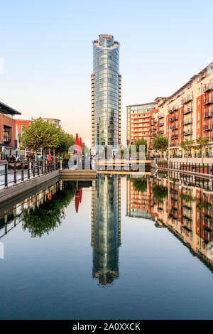 Sunset at Gunwharf Quays, Portsmouth, England, UK Stock Photo