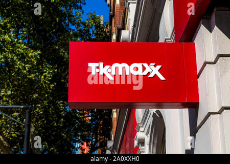 Sign for TK Maxx, London, UK (Tottemham Court Road) Stock Photo