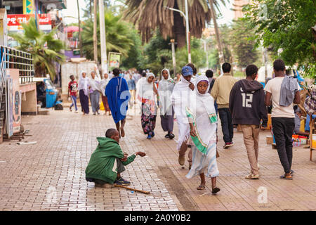 BAHIR DAR, ETHIOPIA, APRIL 21th. 2019, Begging people on the street on Easter holidays. April 21th. 2019, Bahir Dar, Etiopia Stock Photo