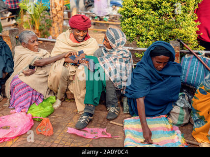 BAHIR DAR, ETHIOPIA, APRIL 21th. 2019, Beggar woman on the street during Easter holidays. April 21th. 2019, Bahir Dar, Etiopia Stock Photo