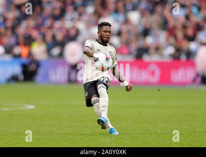 London, UK. 22nd Sept 2019. English Premier League Football, West Ham United versus Manchester United; Fred of Manchester United - Strictly Editorial Use Only. No use with unauthorized audio, video, data, fixture lists, club/league logos or 'live' services. Online in-match use limited to 120 images, no video emulation. No use in betting, games or single club/league/player publications Credit: Action Plus Sports Images/Alamy Live News Stock Photo