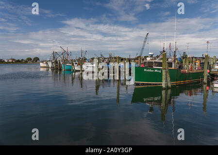 Commercial Boats moored at the Port of Galilee, Rhode Island USA Stock Photo