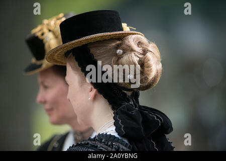 Bavarian traditional hat, seen before the costume parade on the occasion of Oktoberfest in Munich Stock Photo