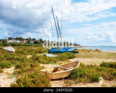WEST MERSEA, ESSEX, UK - AUGUST 31, 2018:  The Beach along the River Blackwater Stock Photo