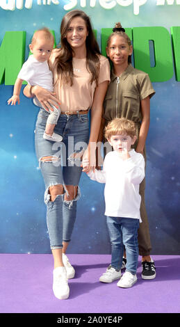Photo Must Be Credited ©Alpha Press 078237 22/09/2019 Tyla Carr and son Archie with Guests at the Shaun The Sheep Movie Farmageddon UK Premiere held at Odeon Luxe in Leicester Square, London Stock Photo