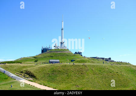 Radio and television transmitter at summit of Puy de Dome near Clermont-Ferrand, France Stock Photo