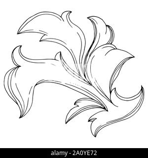 Vector Golden monogram floral ornament. Baroque design isolated elements. Black and white engraved ink art. Isolated monograms illustration element. Stock Vector