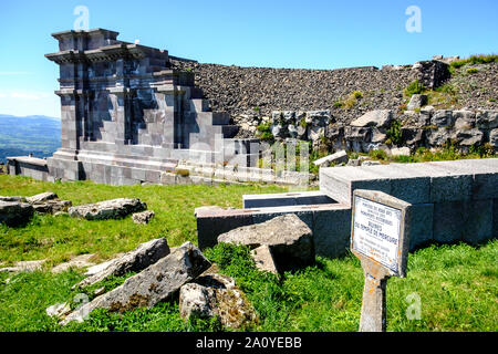 Ruins of Temple of Mercury at summit of Puy de Dome near Clermont-Ferrand, France Stock Photo