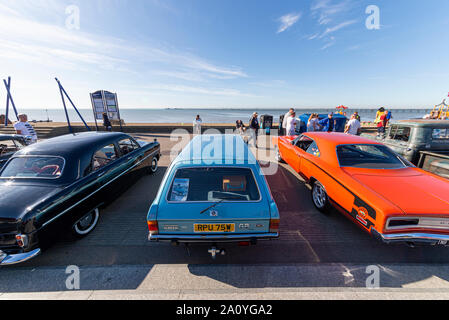 Classic British and American automobiles at Cars on the Beach car show 'n' shine on Marine Parade, Southend on Sea, Essex, UK. Ford Granada estate Stock Photo