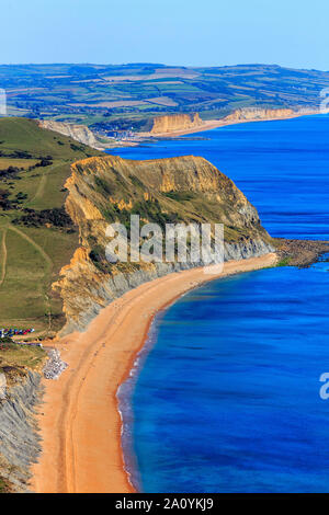 south coast path walk from charmouth to golden cap, dorset, england, uk gb Stock Photo