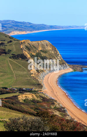 south coast path walk from charmouth to golden cap, dorset, england, uk gb Stock Photo