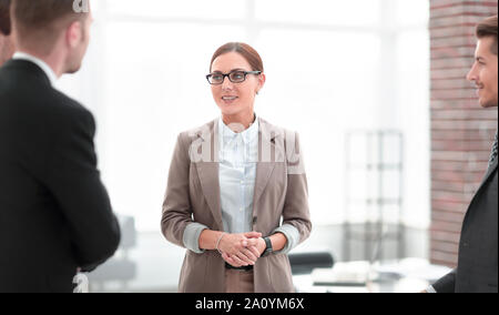 business partners meet in the office. Stock Photo