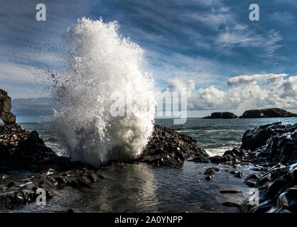 Sea wave splash in Reynisfjara Icceland Stock Photo