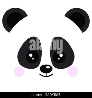 Cute baby panda bear face logo vector illustration isolated on white background smiling bear head image. Stock Vector