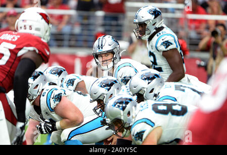 Glendale, USA. 22nd Sep, 2019. Carolina Panthers' quarterback Kyle Allen (C) is down under center in the second quarter of the Panthers game with the Arizona Cardinals at State Farm Stadium in Glendale, Arizona on Sunday, September 22, 2019. Photo by Art Foxall/UPI Credit: UPI/Alamy Live News Stock Photo