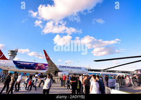 Teknofest 2019 military air force technologies show in Ataturk Airport, Istanbul, Turkey. September 21, 2019 Stock Photo