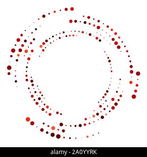Random dotted, dots, halftone speckles concentric circle.Spiral, swirl, twirl element.Circular and radial lines volute, helix.Segmented circle with ro Stock Vector
