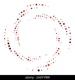 Random dotted, dots, halftone speckles concentric circle.Spiral, swirl, twirl element.Circular and radial lines volute, helix.Segmented circle with ro Stock Vector