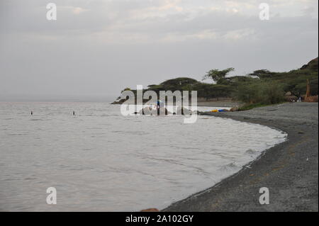 On the banks of Langano lake Stock Photo