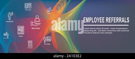 Employee Referrals Icon Set w Web Header Banner Stock Vector