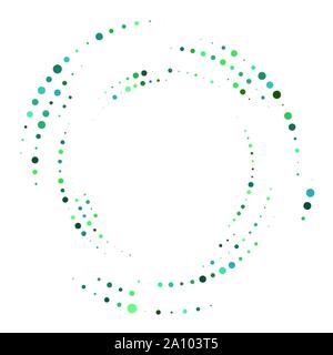 Random dotted, dots, halftone speckles concentric circle.Spiral, swirl, twirl element.Circular and radial lines volute, helix.Segmented circle with ro Stock Vector