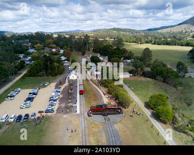 The restored Mary Valley Rattler Steam train is a popular attraction in the Gympie - Amamoor Mary Valley region of Queensland Australia Stock Photo