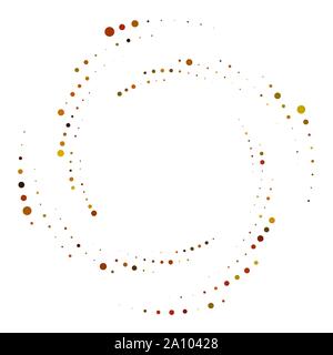Random dotted, dots, halftone speckles concentric circle.Spiral, swirl, twirl element.Circular and radial lines volute, helix.Segmented circle with ro Stock Vector