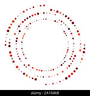 Random dotted, dots, halftone speckles concentric circle.Spiral, swirl, twirl element.Circular and radial lines volute, helix.Segmented circle with ro Stock Vector