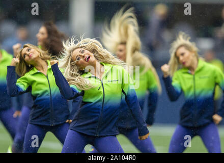 Seattle, USA. 22nd Sep, 2019. Seahawks Dance Team members perform before their game against the New Orleans Saints at CenturyLink Field on Sunday, September 22, 2019 in Seattle, Washington. New Orleans Saints beat the Seattle Seahawks 33-27. Photo by Jim Bryant/UPI Credit: UPI/Alamy Live News Stock Photo