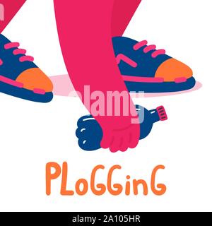 Plogging. Banner. Vector illustration. Stock Vector