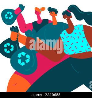 Plogging. Banner. Vector illustration. Stock Vector