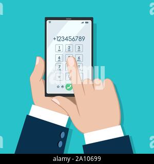 Businessman phone dialing screen Stock Vector