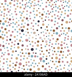 Colorful dotted seamless pattern. Admirable classic colorful polka dots textile pattern. Seamless scattered confetti fall chaotic decor. Abstract Stock Vector