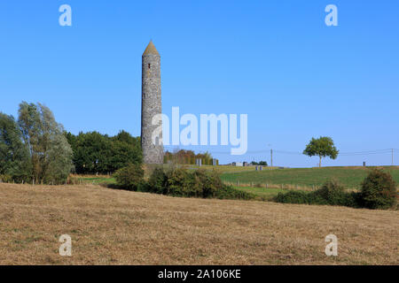 The Irish round tower and park for the Irish and Northern Irish World War I victims at the Island of Ireland Peace Park in Messines, Belgium Stock Photo