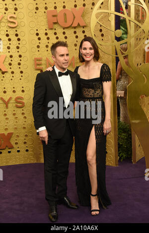 September 22, 2019, Los Angeles, California, USA: Sam Rockwell, Leslie Bibb at the Primetime Emmy Awards arrivals at the Microsoft Theater. (Credit Image: © Kathy Hutchins/ZUMA Wire/ZUMAPRESS.com) Stock Photo