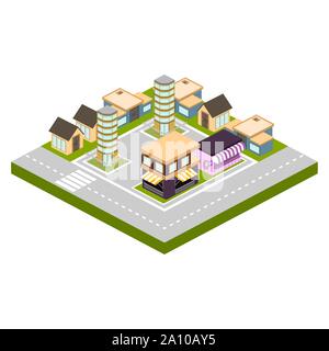Isolated skyline of a 3d city over a white background - Vector Stock Vector