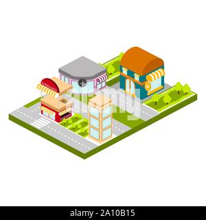 Isolated skyline of a 3d city over a white background - Vector Stock Vector