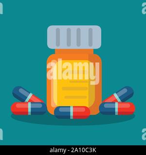 capsules with pill bottles vector illustration Stock Vector