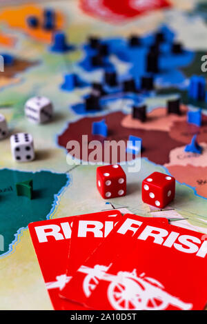 1975 Risk board game - With cards, dice, and tokens Stock Photo